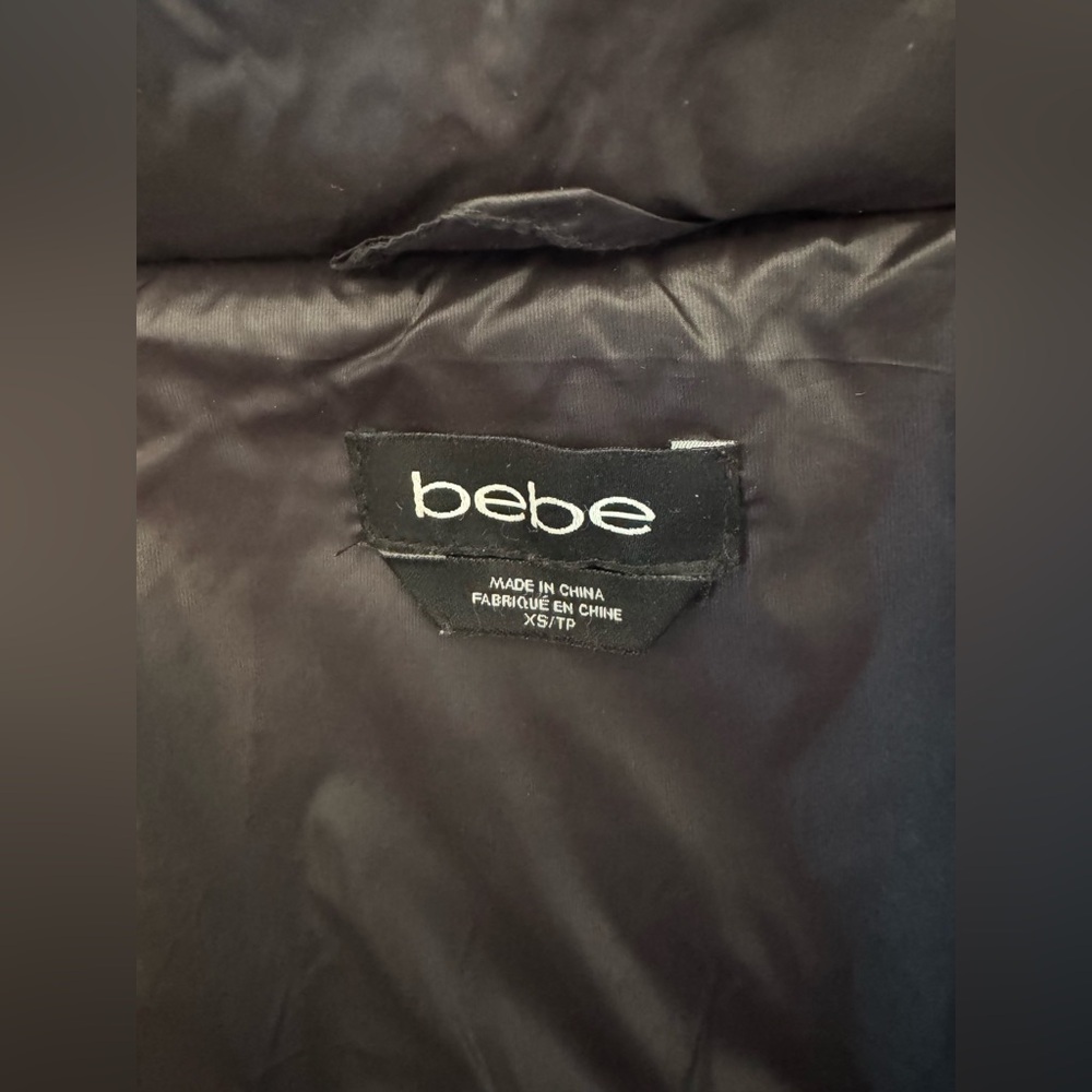 Bebe puffer Black down feather fill hood quilted Coat XS - Picture 11 of 12